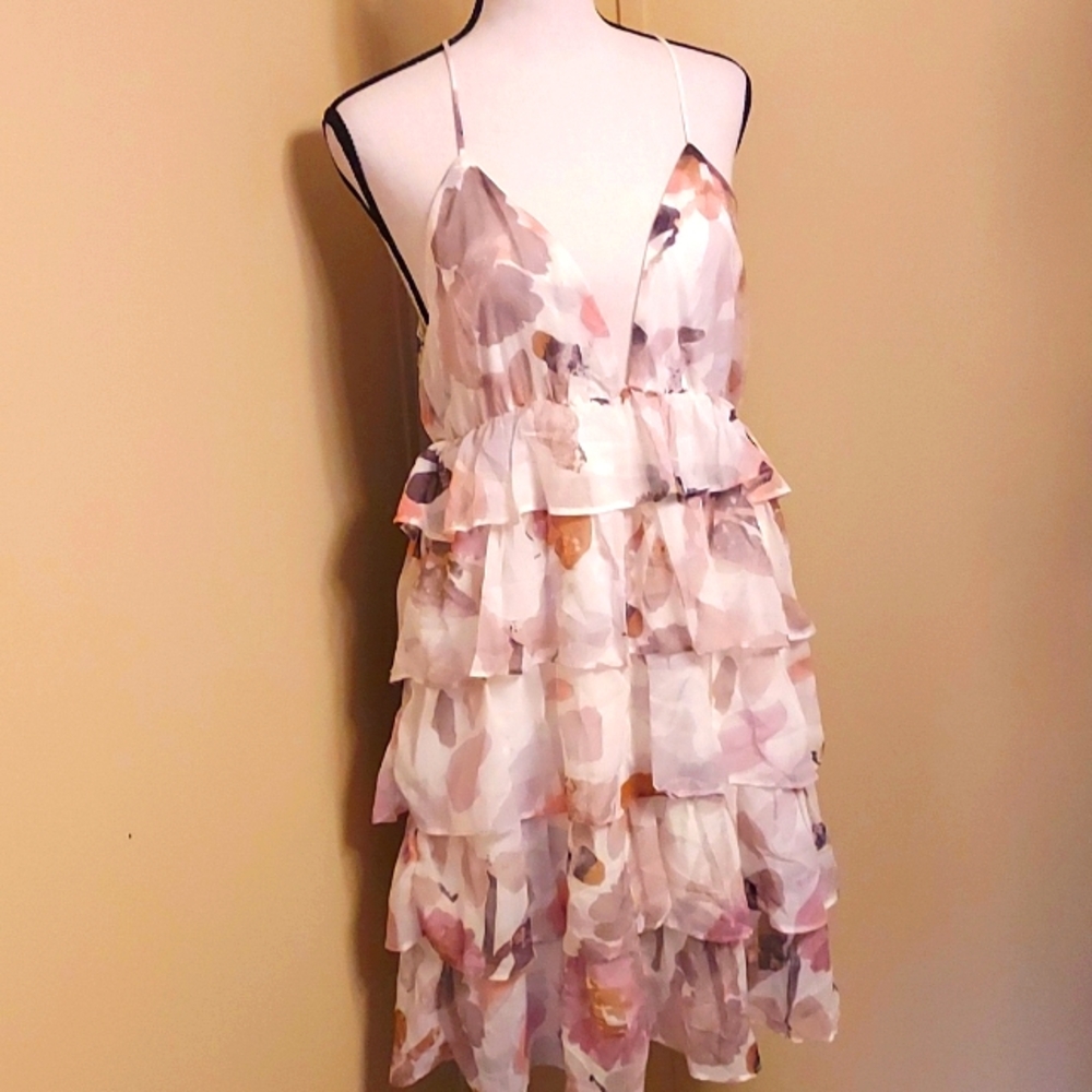 ILLA ILLA Cream/Pale Pink Tiered Dress